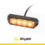 Lampa ostrzegawcza SKYLED 96x28 mm (stroboskop pomarańczowe światło 4 LED) R10 R65 SAE