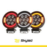 Lampa robocza SKYLED Aura C35F (okrągła), 9-32V, 35W, 3500Lm, Pomarańczowa/Czerwona pozycja + światło ostrzegawcze (światło rozproszone) R10/R65/R148