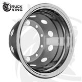 Kołpak na tylną felgę 22,5"x8,25", stal nierdzewna, mocowany na śruby, 10 otworów, PCD 335mm, głębokość 280mm, styl Ameryka