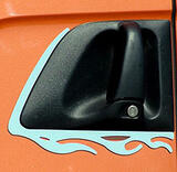 Listwy ozdobne ze stali nierdzewnej kontur klamki + "płomienie"; Scania 4-, R-ser.