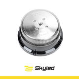 Światło ostrzegawcze (kogut) SKYLED 12-24V (3 śrubki, biały klosz, pomarańczowy LED, R65) wys: 89 mm I śr: 167 mm