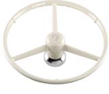 Biała kierownica 3-ramienna Vabis 53 cm old school z hubem do SCANIA R, Streamline, NG R/S