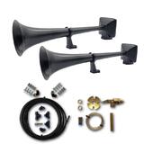 Zestaw sygnałów pneumatycznych HADLEY z zestawem montazowym i zaworem na sznurek (lakierowane na czarny mat, okrągłe, 2x19"/48 cm)