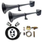 Zestaw sygnałów pneumatycznych HADLEY z zestawem montazowym i zaworem na sznurek (lakierowane na czarny mat, okrągłe, 2x22"/56 cm)