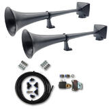 Zestaw sygnałów pneumatycznych HADLEY z zestawem montazowym i elektrozaworem 24V (lakierowane na czarny mat, okrągłe, 2x22"/56 cm)