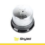 Światło ostrzegawcze (kogut) SKYLED 12-24V (3 śrubki, biały klosz, pomarańczowy LED, R65) wys: 132 mm I śr: 167 mm