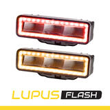 Lampa robocza SKYLED Lupus Flash 54F, 12-48V, 54W, 3100 Lm (światło rozproszone), światło ostrzegawcze (pomarańczowe R65), światło pozycyjne pomarańczowe/czerwone