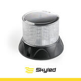 Światło ostrzegawcze (kogut) SKYLED 12-24V (3 śrubki, biały klosz, pomarańczowy LED, R65) wys: 127 mm I śr: 165 mm