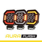 Lampa robocza SKYLED Aura Q35F (kwadratowa), 9-32V, 35W, 3500Lm, Pomarańczowa/Czerwona pozycja + światło ostrzegawcze (światło rozproszone) R10/R65/R148