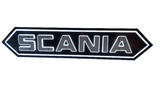 Podświetlany napis Old School SCANIA (stal nierdzewna) / romb (czarny) - bałe zimne światło LED 24V