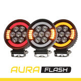 Lampa robocza SKYLED Aura C35F (okrągła), 9-32V, 35W, 3500Lm, Pomarańczowa/Czerwona pozycja + światło ostrzegawcze (światło rozproszone) R10/R65/R148