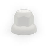 Nakładka plastikowa na nakrętkę 32 mm, średnica 55 mm, wysokość 45 mm, pasuje do felg Alcoa, biała