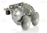 Podwójny sygnał pneumatyczny podkabinowy z elektrozaworami 12V (stop aluminiowy)