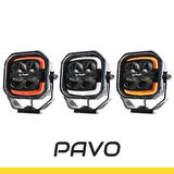 Lampa robocza SKYLED Pavo 80F, 12-30V, 80W, 4200 Lm (światło rozproszone), światło pozycyjne białe/pomarańczowe/czerwone