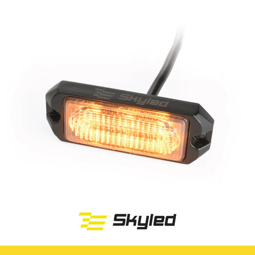 Lampa ostrzegawcza SKYLED 76x29 mm (stroboskop pomarańczowe światło 3 LED) R10 R65 SAE - zdjęcie 1