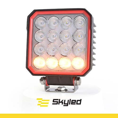 Lampa robocza ze światłem ostrzegawczym (R65) SKYLED RED LINE kwadratowa 36W,10-32V, 3420 Lm, IP67 (światło rozproszone) ADR - zdjęcie 1