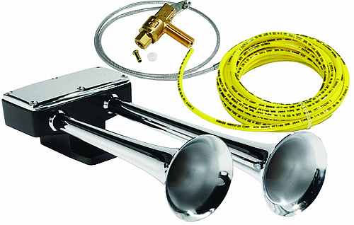 Zestaw 2 sygnałów pneumatycznych HADLEY z zestawem montażowym i zaworem na sznurek (cynk chromowany, okrągłe, 15,5