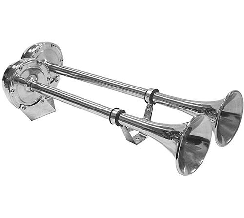 Zestaw dwóch sygnałów elektrycznych 12V VEGA DUAL (stal nierdzewna, 41 i 47,5 cm) - zdjęcie 1