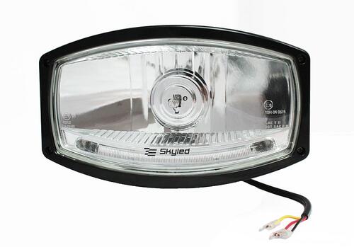 Reflektor dalekosiężny SKYLED JUMBO ELLIPSE (Dalekosiężne: żarówka H1, 70W, 24V, pozycja LED, obudowa: czarna, Klosz: przezroczyste szkło) - zdjęcie 1