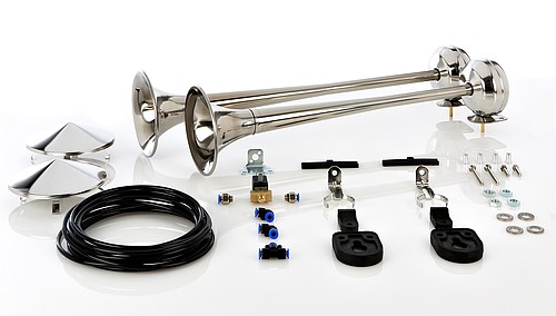 Zestaw dwóch sygnałów pneumatycznych z zestawem montażowym i elektrozaworem 24V (stal nierdzewna, 2x54 cm, z pokrywami) - zdjęcie 1
