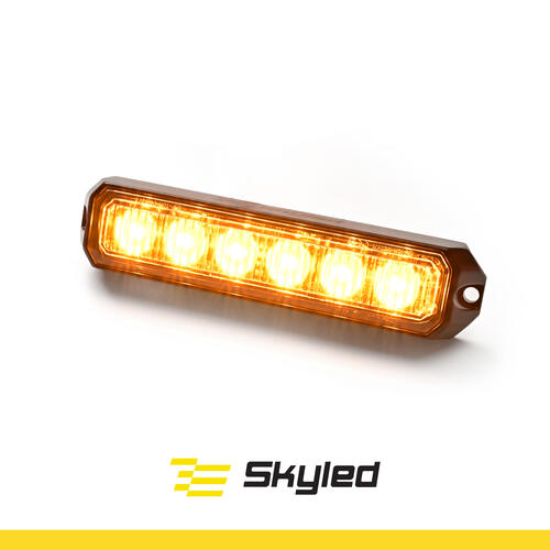 Lampa ostrzegawcza SKYLED 128x28 mm (stroboskop pomarańczowe światło 6 LED) R10 R65 SAE - zdjęcie 1