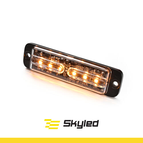 Lampa ostrzegawcza SKYLED Mega Thin 120x31 mm (stroboskop pomarańczowe światło 6 LED) R10 R65 SAE - zdjęcie 1