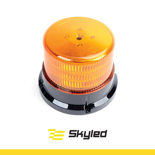 Światło ostrzegawcze (kogut) SKYLED 12-24V (3 śrubki, pomarańczowy klosz, R65) wys: 132 mm I śr: 167 mm - zdjęcie 1