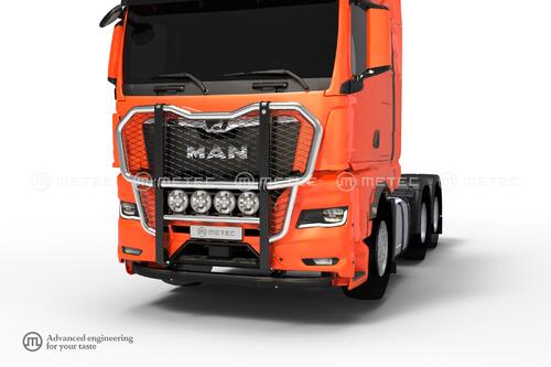 Osłona czołowa Outland (kangur) z uchwytami na 4 odbiorniki do MAN TGX stalowy zderzak (2020-) z homologacją R26/R61 - zdjęcie 1