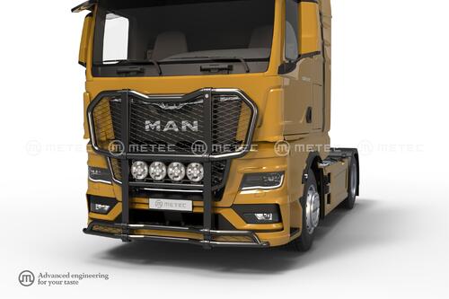 Osłona czołowa Outland malowana na czarno (kangur), z uchwytami na 4 odbiorniki do MAN TGX (2020-) z homologacją R26/R61 - zdjęcie 1