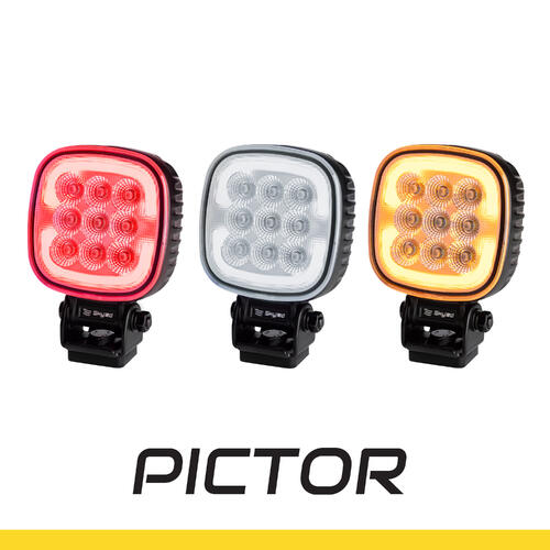 Lampa robocza SKYLED Pictor 45F, 12-48V, 45W, 4200 Lm (światło rozproszone), światło pozycyjne białe/pomarańczowe/czerwone - zdjęcie 1