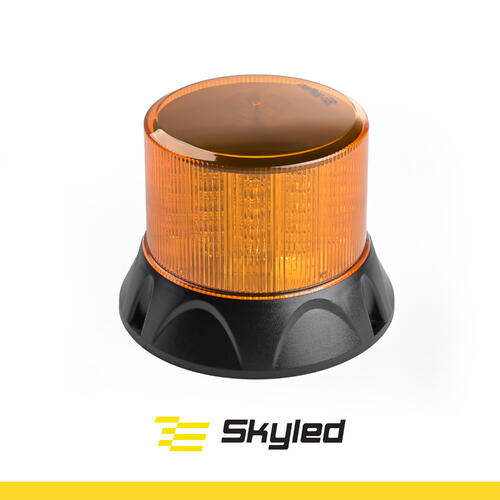 Światło ostrzegawcze (kogut) SKYLED 12-24V (3 śrubki, pomarańczowy klosz, R65) wys: 127 mm I śr: 165 mm - zdjęcie 1
