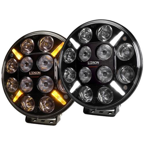 Reflektor dalekosiążny FULL LED Ledson Pollux9+ GEN3 ze światłem stroboskopowym + pomarańczowa/biała pozycja (driving beam) - zdjęcie 1