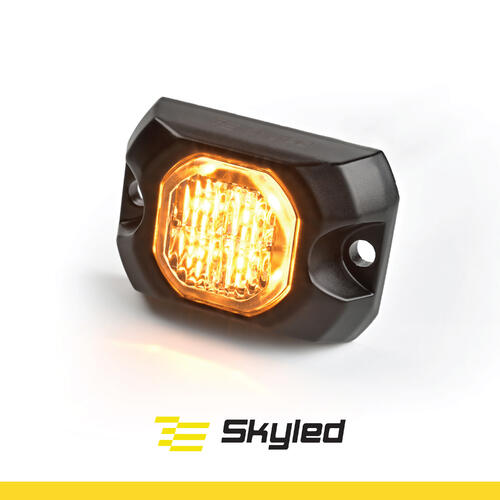 Lampa ostrzegawcza SKYLED 55x37 mm (stroboskop - pomarańczowe światło 4 LED) R10, R65, SAE - zdjęcie 1