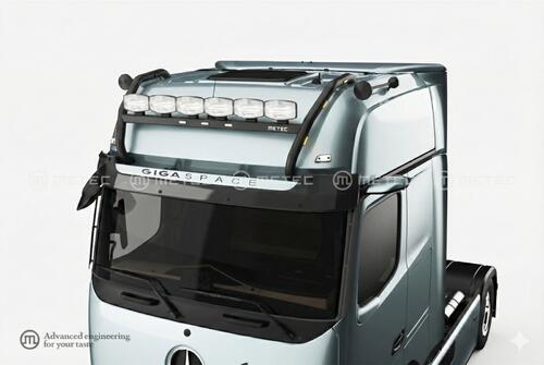 Rama dachowa Crossbar do Mercedes Actros MP5/L(proCab) GigaSpace, z wiązką elektryczną, uchwytami na 6 odbiorników oraz światłami obrysowymi LED, Czarna - zdjęcie 1