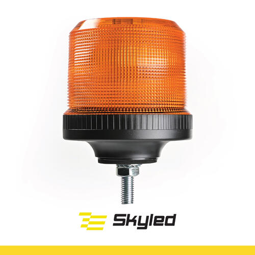 Światło ostrzegawcze (kogut) SKYLED 10-110V (Śruba centralna, pomarańczowy klosz, R65) wys: 158 mm I śr: 111 mm - zdjęcie 1