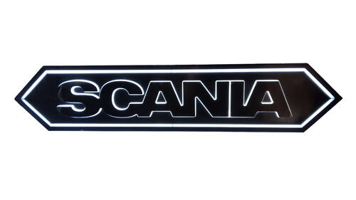 Podświetlany napis SCANIA (czarny) / romb (czarny) - białe zimne światło LED 24V - zdjęcie 1