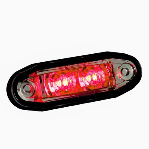 Światło obrysowe  czerwone LED (białe szkło, 79x23mm, z przewodem 0.5m) - zdjęcie 1