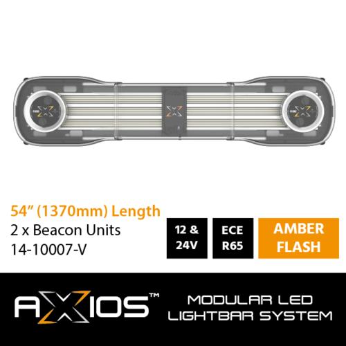 Modułowa belka AXIOS R65 LED 12/24V 1370 mm z dwoma światłami ostrzegawczymi - zdjęcie 1