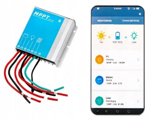 Regulator ładowania Skyled MPPT 10A/130W/12V LED Display Bluetooth, nr kat. 22SMRMPPT1050BT - zdjęcie 1