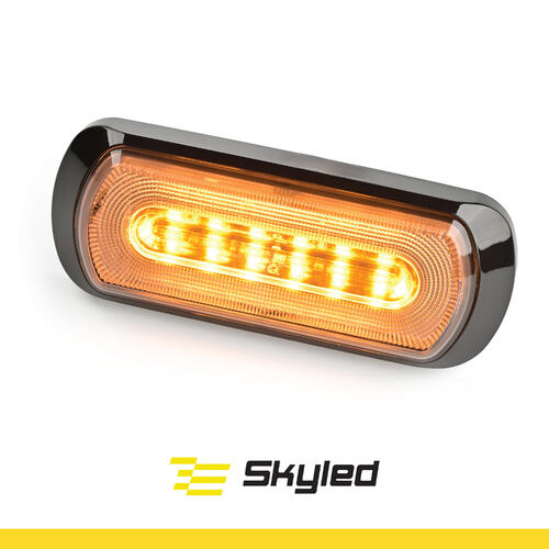 Lampa ostrzegawcza SKYLED z pomarańczowym światłem pozycyjnym 132x51 mm (stroboskop pomarańczowe światło 6 LED) R10 R148 R65 SAE - zdjęcie 1