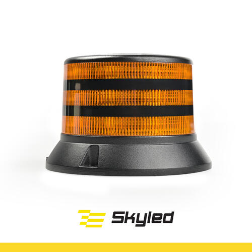 Światło ostrzegawcze (kogut) SKYLED BEE 12-24V (3 śrubki, pomarańczowy odbłyśnik, czarna obudowa, R65) wys: 82,4 I śr: 122 mm - zdjęcie 1