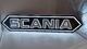 Podświetlany napis Old School SCANIA (stal nierdzewna) / romb (czarny) - bałe zimne światło LED 24V - zdjęcie 8
