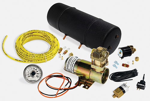 Zestaw montażowy do sygnałów powietrznych dla aut bez instalacji sprężarkowej (zestaw montażowy, kompresor, elektrozawór 12V), nr kat. H02014A - zdjęcie 1